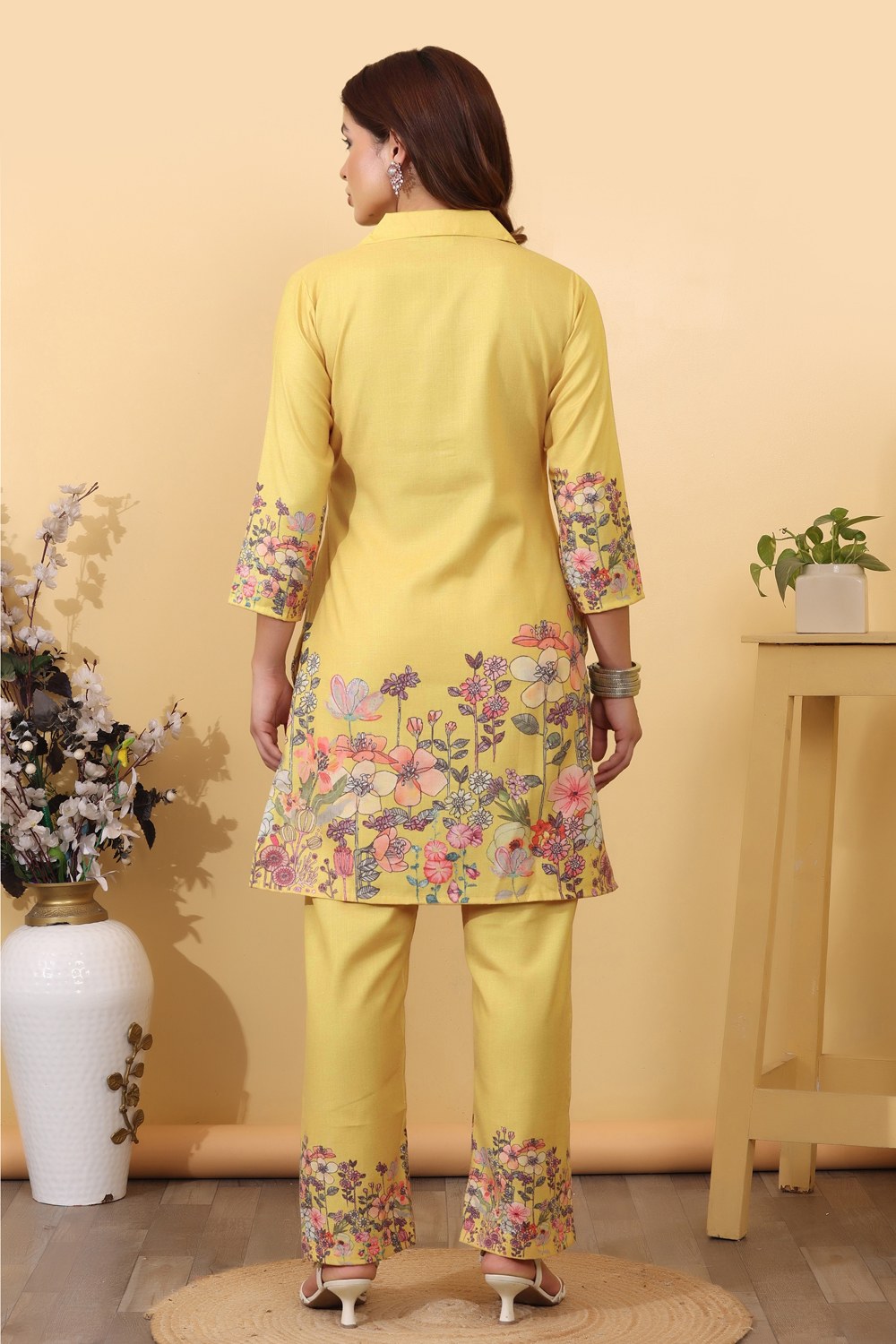 Mustard Cotton Floral Printed Co-Ord Set