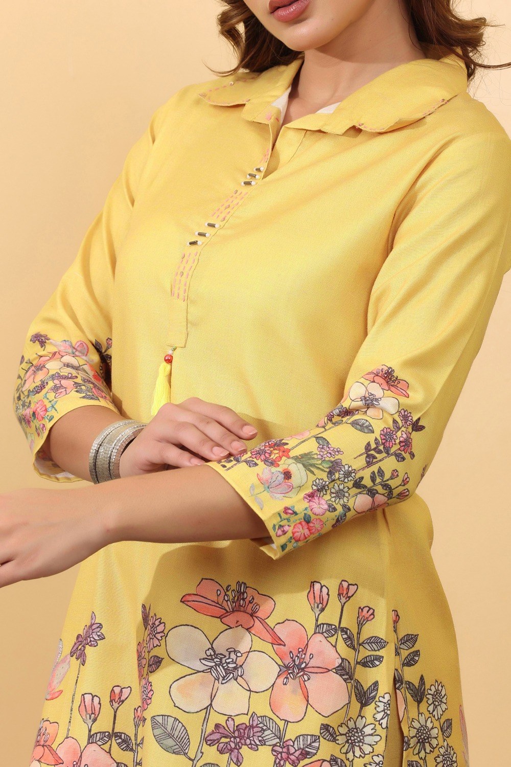 Mustard Cotton Floral Printed Co-Ord Set